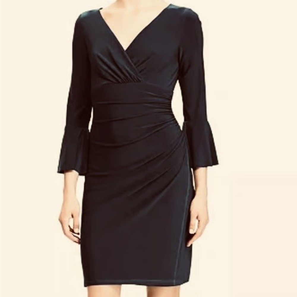 Lauren Ralph Lauren Black 3/4 Bell Sleeves Knee Length Dress Size 4 Women
